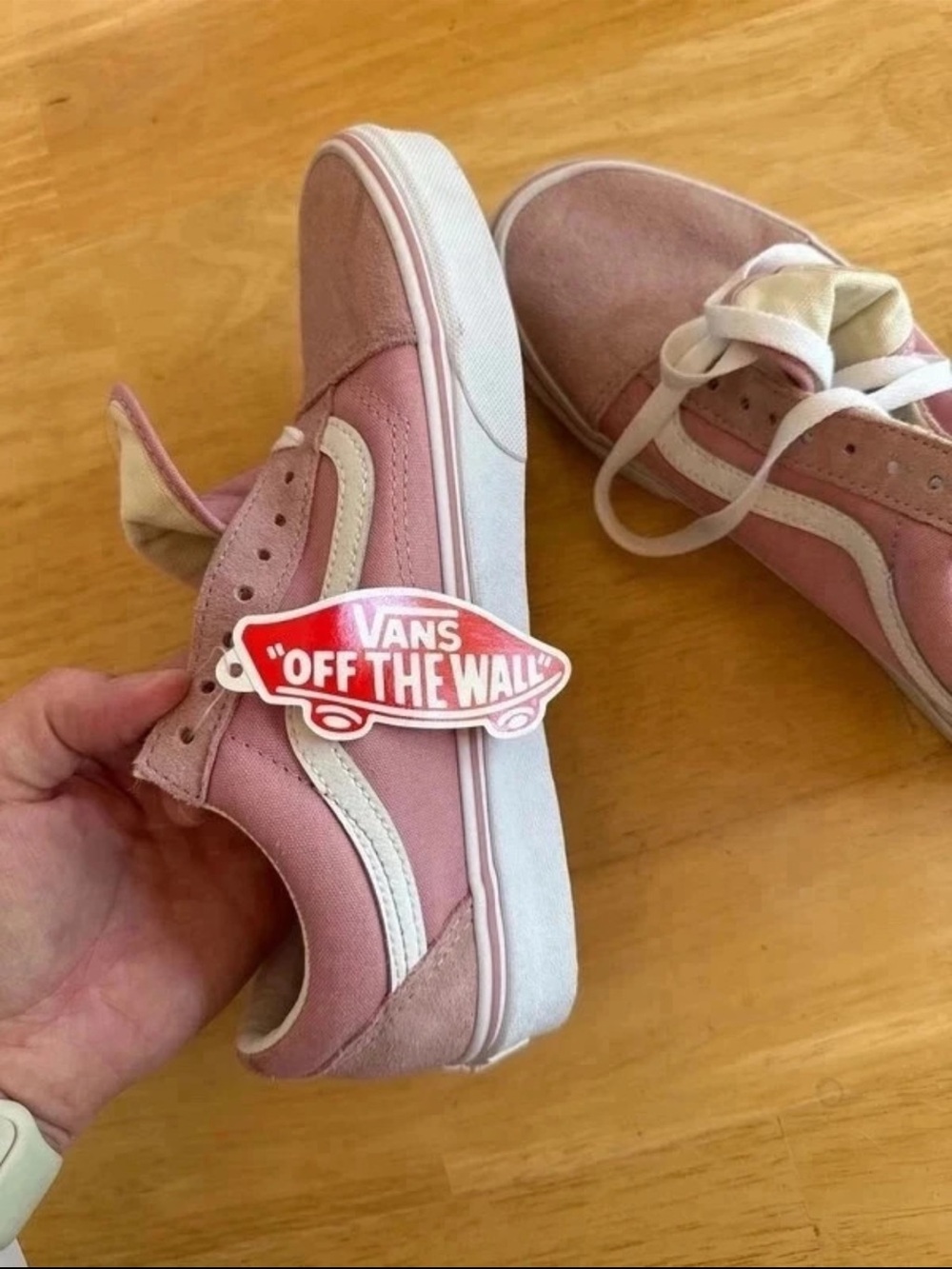 Vans  Pink and White Low-Top Skate Sneakers